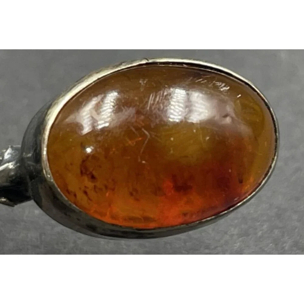 Carl Ove Frydensberg Brooch pin Sterling silver mid century Modern Denmark amber